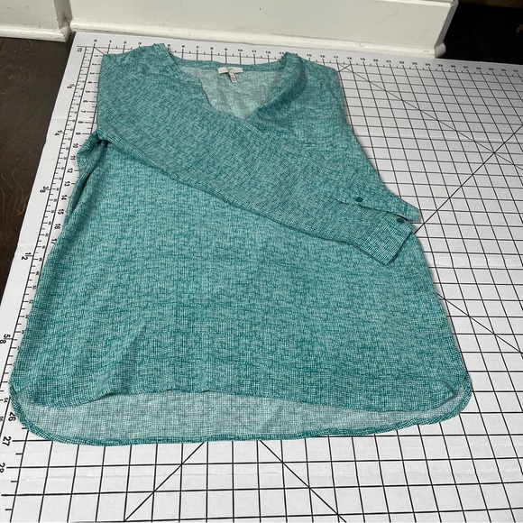 Joie Revolve SILK Marsher Textural Print Blouse in Juniper Blue Green Sm - Picture 13 of 14